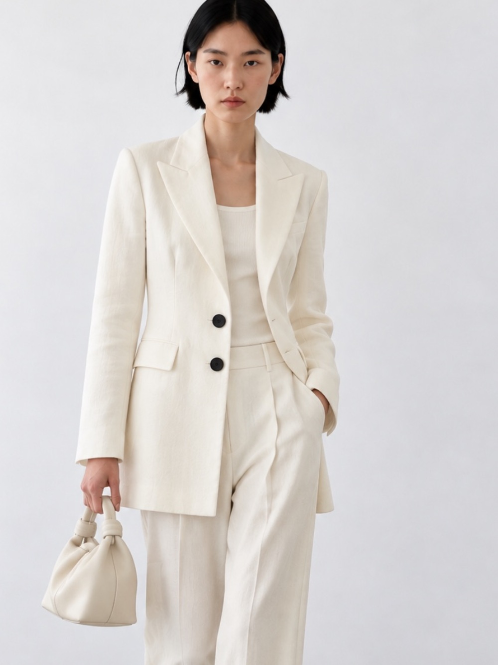 Massimo Dutti Studio NWT white linen blazer with pockets Medium 9617/952